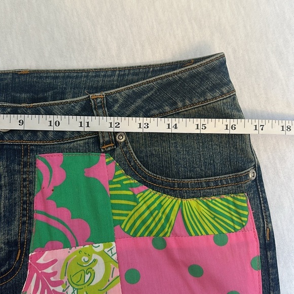 Lilly Pulitzer Patch Work Beaded Floral Denim Jeans Like New Rare Women’s Size 6 - Picture 3 of 15